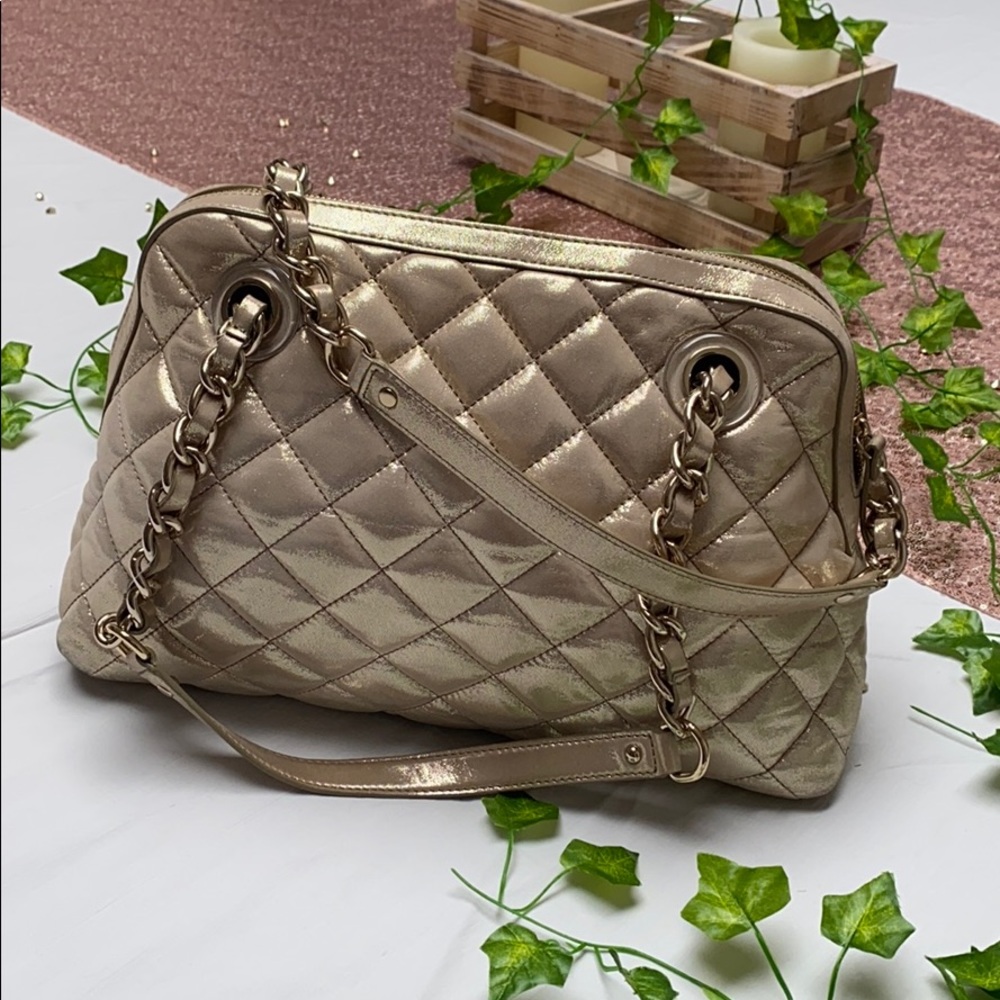 💯 Authentic Kate Spade - Y2K Vintage Gold Shimmer Puffer Purse - Picture 3 of 8